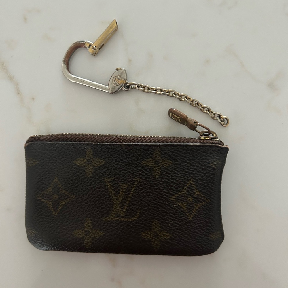 Louis Vuitton Vintage Dark Brown Monogram Keychain with pouch
